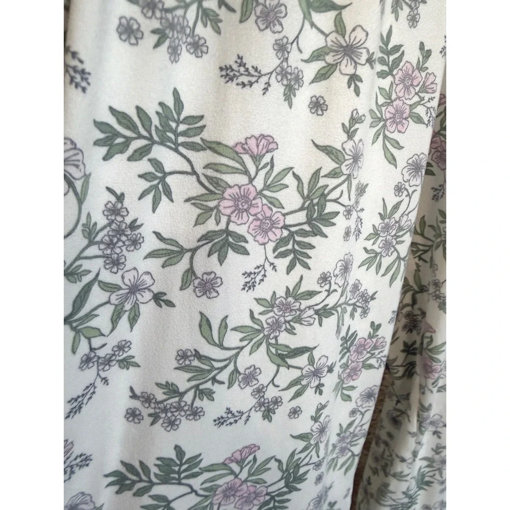 Elizabeth & Nicole Pajama Set Womens Small White Floral Lace Henley Loungewear